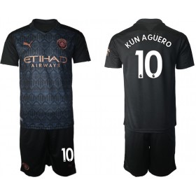 Fußballtrikots Manchester City Kun Agüero 10 Kinder 2020-2021 Kurzarm Auswärts-trikot kaufen